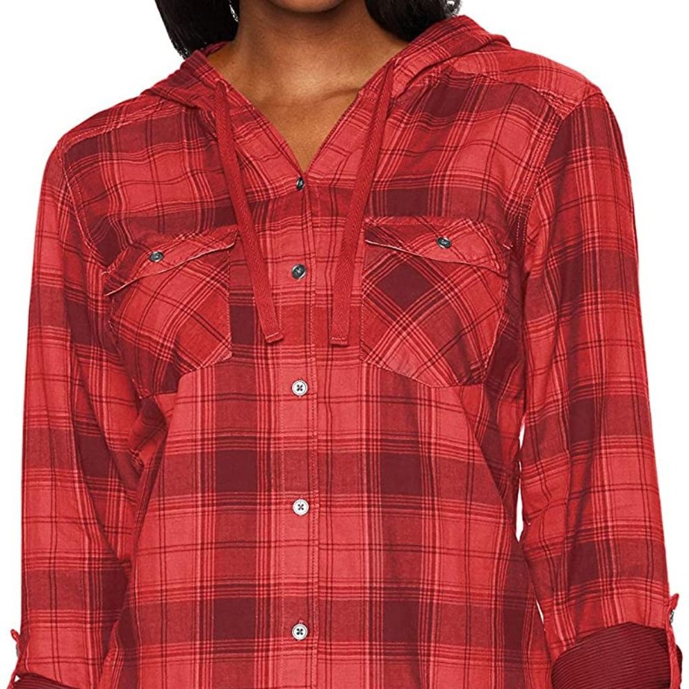 Columbia Plaid Hooded Shirt